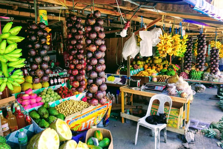 Roadside fruit stalls are a riot of color – some have fields of pineapples right behind them!
